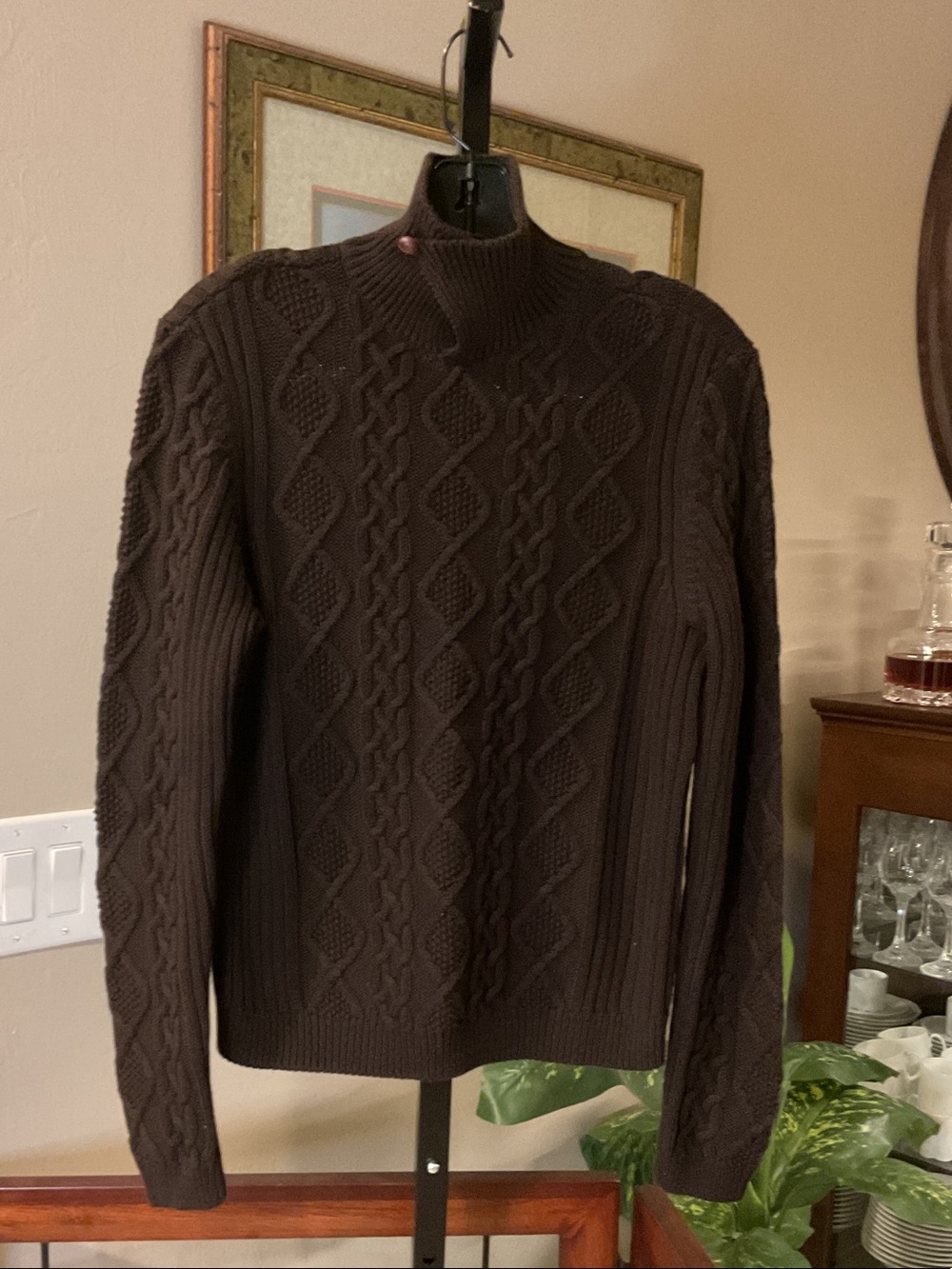 Chaps by Ralph Lauren - Central Park Brown Cable Knit Turtleneck Sweater - MED